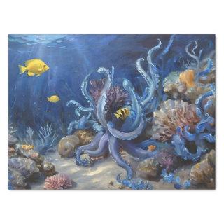 Oil Painting of an Octopus and Fish Decoupage Tissue Paper