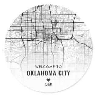 Oklahoma City Map | Wedding Welcome Classic Round Sticker
