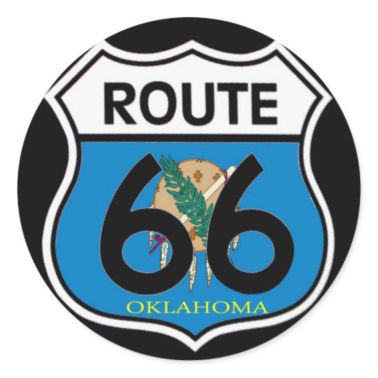 Oklahoma flag Route 66 Shield Classic Round Sticker