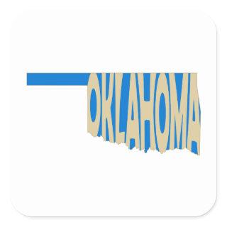 Oklahoma State Name Word Art Yellow Square Sticker