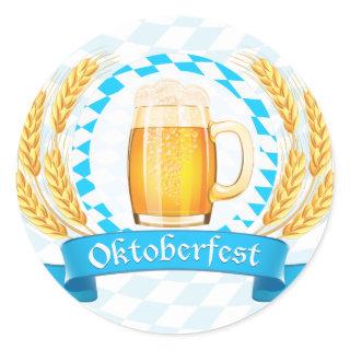 Oktoberfest Frothy Beer Mug Classic Round Sticker