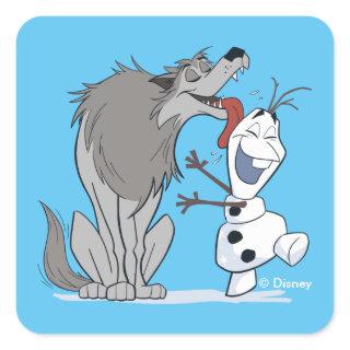 Olaf Licked By Wolf Square Sticker