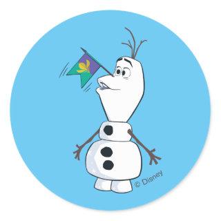 Olaf With Flag Nose Classic Round Sticker
