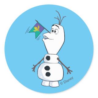 Olaf With Flag Nose Classic Round Sticker