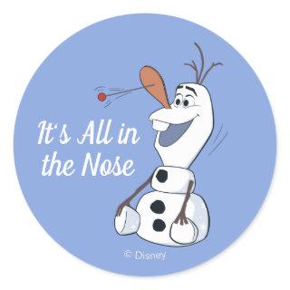 Olaf With Paddle Ball Nose Classic Round Sticker