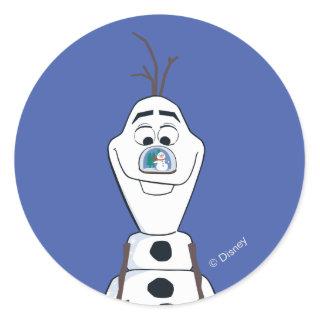 Olaf With Snowglobe Nose Classic Round Sticker