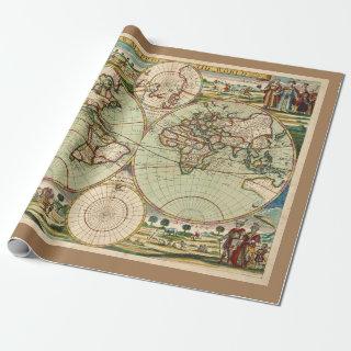 Old Antique Vintage General Map of the World