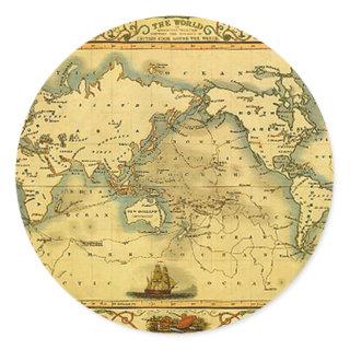 Old Antique World Map Classic Round Sticker