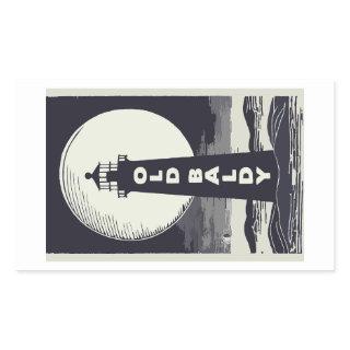 Old Baldy Lighthouse North Carolina Moon Rectangular Sticker