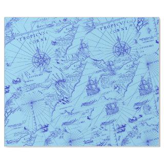 Old blue sea chart ships and compass