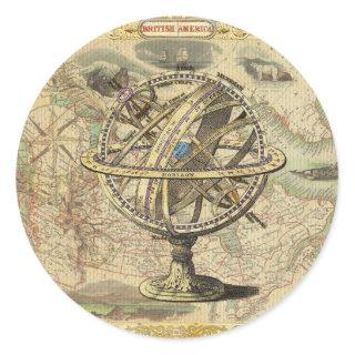 Old British America Explore Polar Bear Compass Map Classic Round Sticker