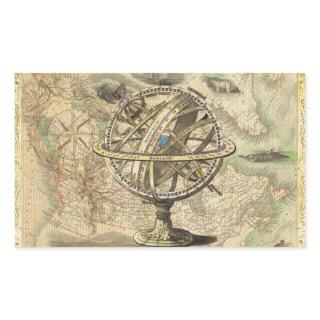 Old British America Explore Polar Bear Compass Map Rectangular Sticker