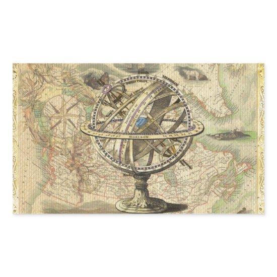 Old British America Explore Polar Bear Compass Map Rectangular Sticker