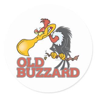 old buzzard funny cartoon character classic round sticker