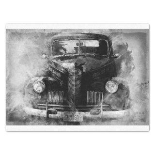Old Car Vintage Grey 15x20 Decoupage Tissue Paper