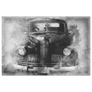 Old Car Vintage Grey 20x30 Decoupage Tissue Paper