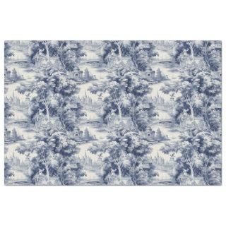 Old Castle Modern Blue Toile de Jouy pattern Tissue Paper