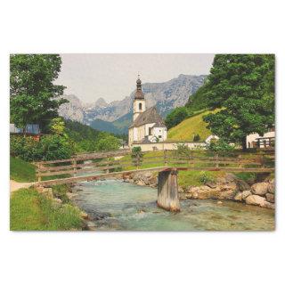 Old Church and Bridge in Bavaria, Germany  Tissue Paper