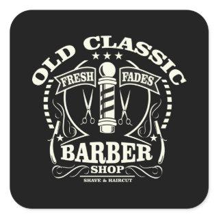 Old Classic Barber Square Sticker