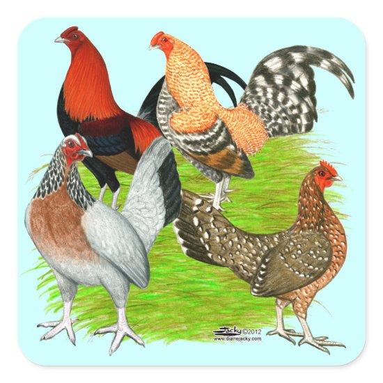Old English Game Quartet Square Sticker