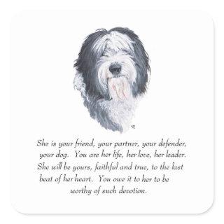 Old English Sheepdog Keepsakes Square Sticker