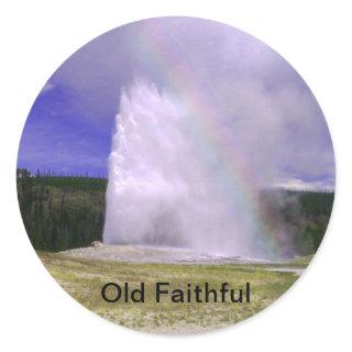 Old Faithful in Yellowstone National Park Classic Round Sticker