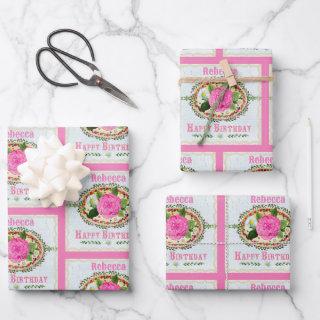 Old-fashioned Birthday Greeting Add Name Pink  Sheets