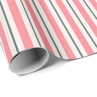 Old Fashioned Blush Pink and Green Stripe Pattern