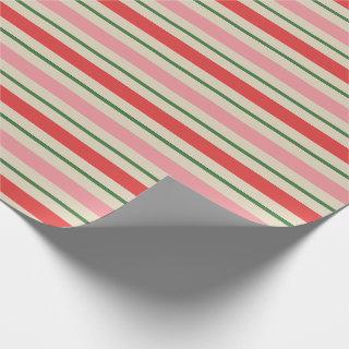 Old Fashioned Christmas Stripe Pattern Pink Red