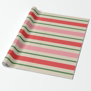 Old Fashioned Christmas Stripe Pattern Pink Red