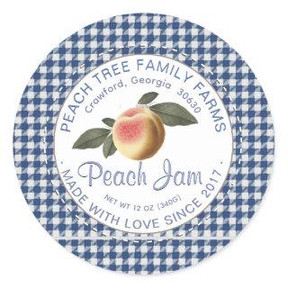 Old Fashioned Over-the-Lid Skirted Gingham Peach Classic Round Sticker
