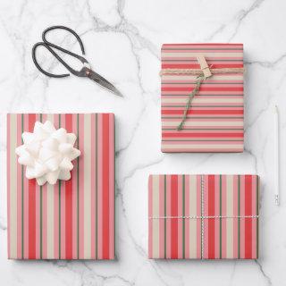 Old Fashioned Retro Christmas Stripe Pattern Pink  Sheets