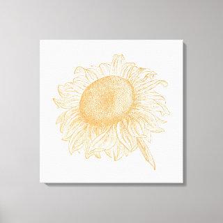 Old Fashioned Sunflower Vintage Flower Art Canvas Print