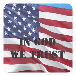 Old Glory In GOD We Trust USA Flag Patriot Sticker