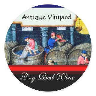 OLD GRAPE VINEYARD RED WINE BARRELS CLASSIC ROUND STICKER