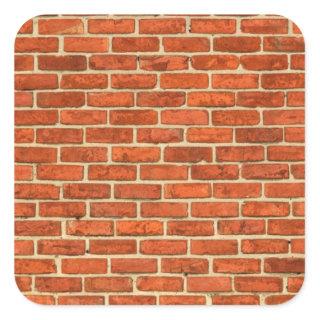 Old Grungy Red Orange Brick Wall Facade Structure Square Sticker