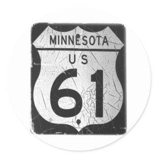 Old Highway 61 sign Classic Round Sticker