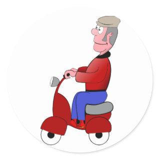 Old Man On A Scooter Stickers