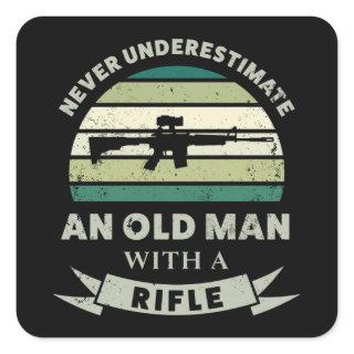 Old Man with a Rifle Funny Gun Dad Gift Square Sticker