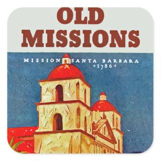 Old Missions ~ Santa Barbara Square Sticker