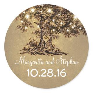 Old oak tree wedding stickers