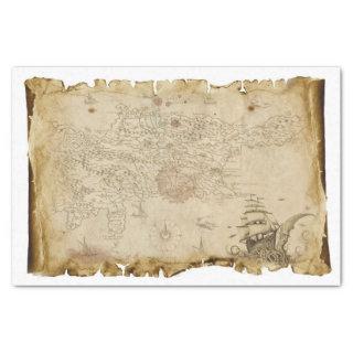 Old Pirate Map Ship in Storm Decoupage Tissue Paper