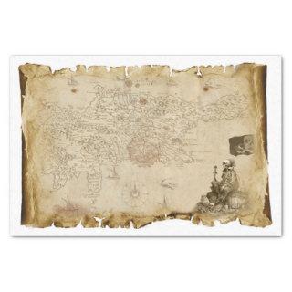 Old Pirate Map Skeleton Skull Bones Flag Decoupage Tissue Paper