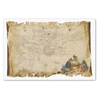 Old Pirate Map Treasure Chest Skull Bone Decoupage Tissue Paper