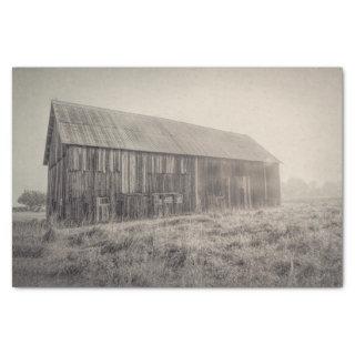 Old Rustic Vintage Black And White Barn In Field Tissue Paper
