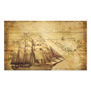 Old Ship Map Stickers