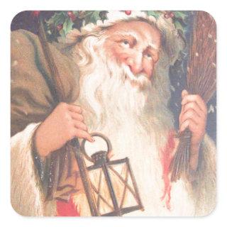 Old St. Nicholas with Lantern Vintage Sticker