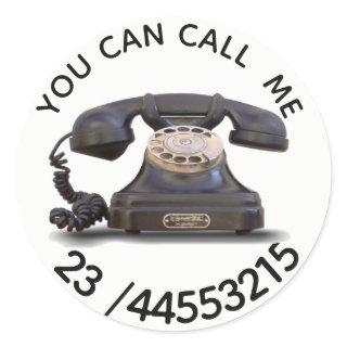 Old Telephone -  add number Classic Round Sticker