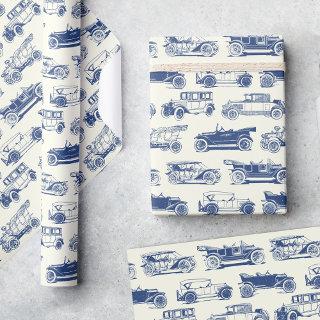 Old-timer Blue Vintage Car Pattern