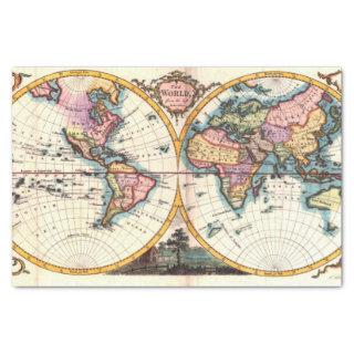Old Vintage Antique world map illustration drawing Tissue Paper